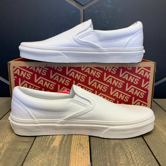 Vans Classic Slip On White Canvas Skate Shoe (MS) - Picture 2 of 5